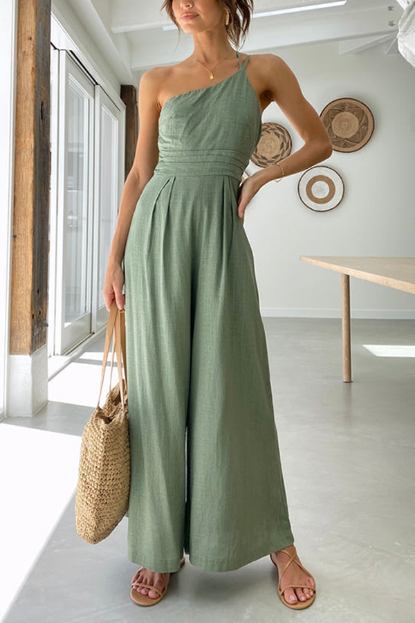 Shiloh - Sexy Sling Waist Pocket Straight Sleeveless Jumpsuit
