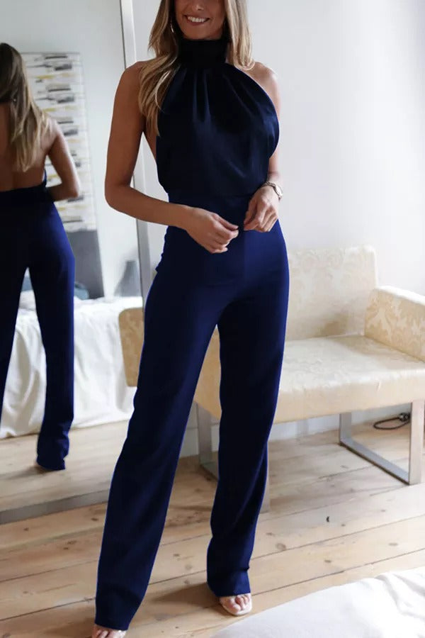 Yuki - Thriving All Night Satin Halter Neck Jumpsuit