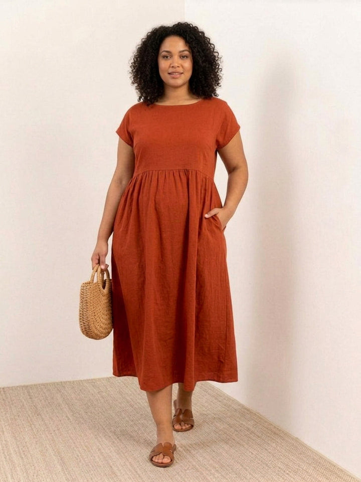 Yvaine - Capped-sleeve Midi Dress