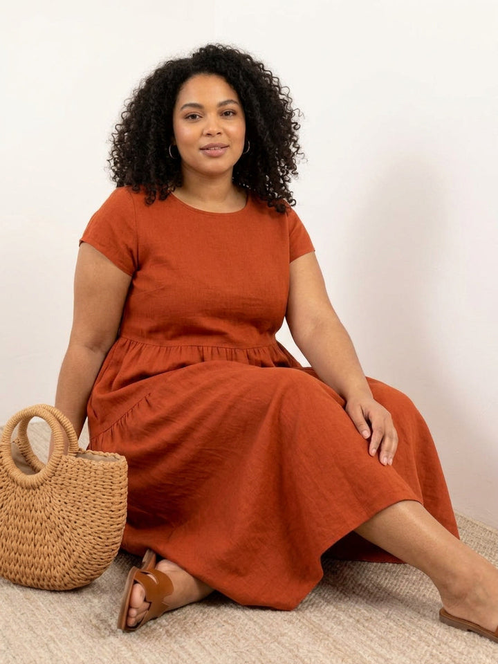 Yvaine - Capped-sleeve Midi Dress