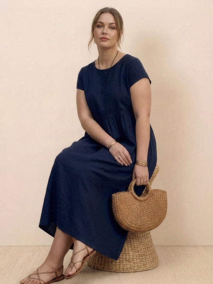 Yvaine - Capped-sleeve Midi Dress