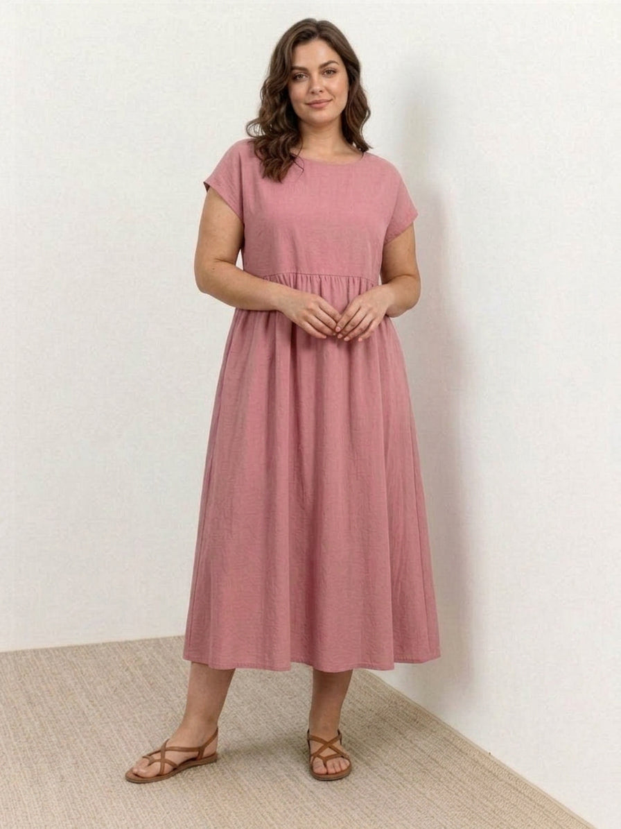 Yvaine - Capped-sleeve Midi Dress