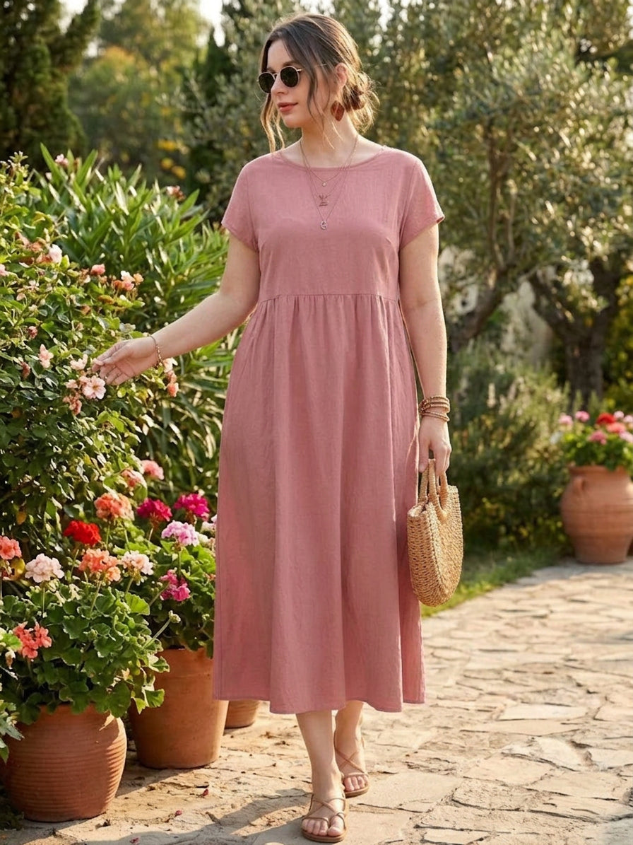 Yvaine - Capped-sleeve Midi Dress