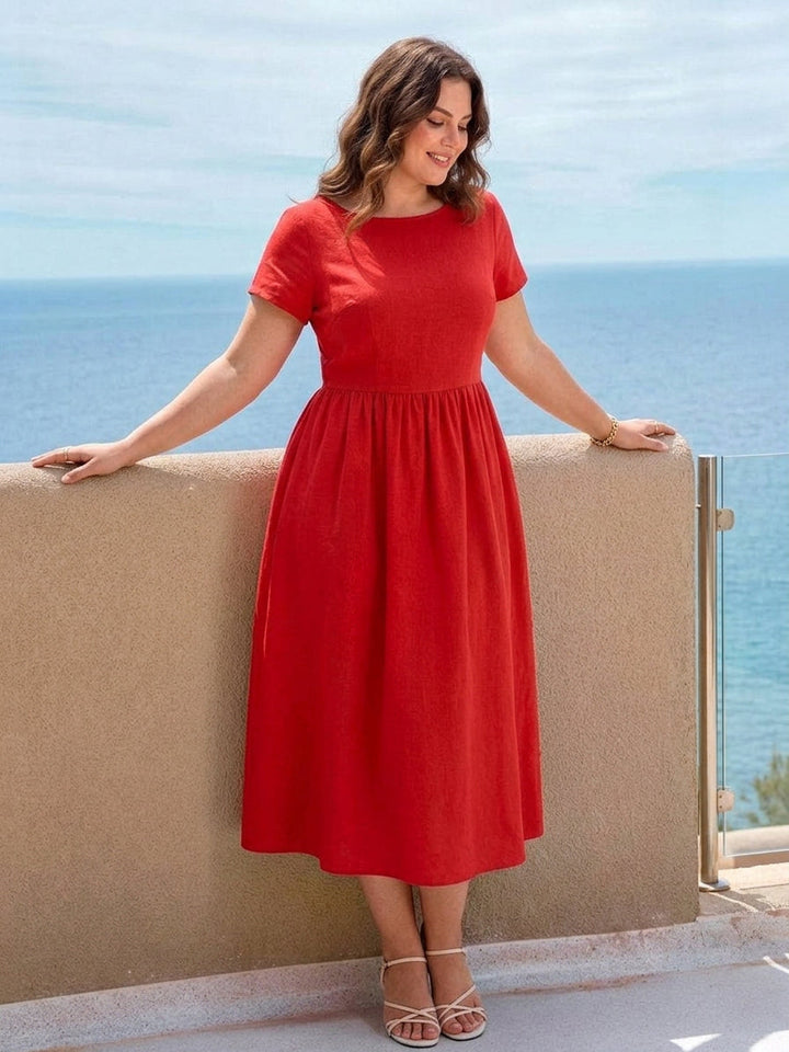 Yvaine - Capped-sleeve Midi Dress