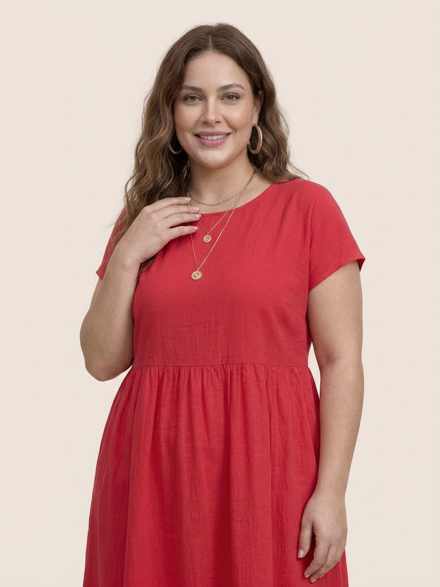 Yvaine - Capped-sleeve Midi Dress
