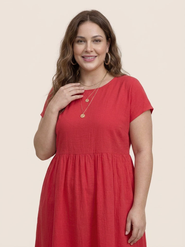 Yvaine - Capped-sleeve Midi Dress