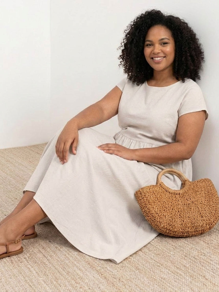 Yvaine - Capped-sleeve Midi Dress