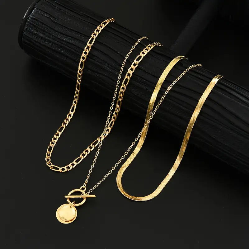 Anouk Textured Coin Layered Necklace | Gold