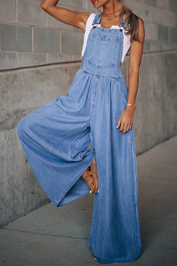 Esmé - Fashion Casual Solid Pocket Spaghetti Strap Loose Jumpsuits
