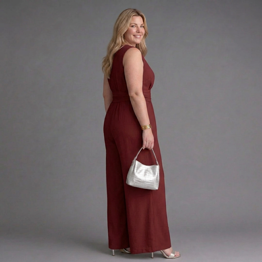 Ottilie | Sleeveless V Neck Wide Leg Relaxed Jumpsuit
