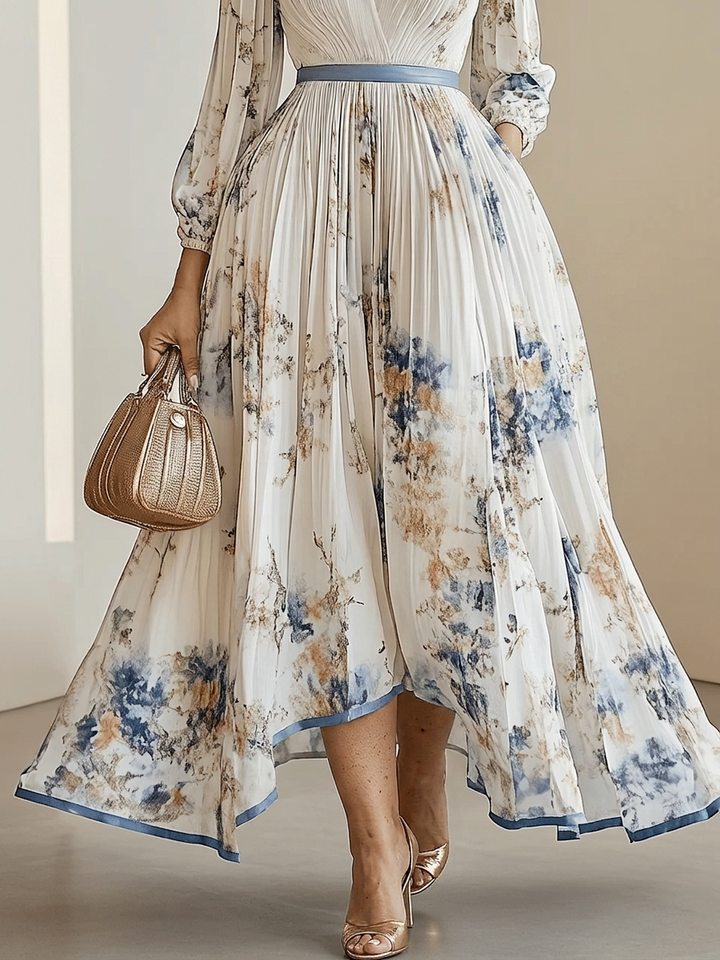 Kaia | White Floral Chiffon Balloon Sleeve Maxi Dress