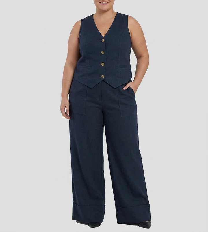 Seraphina – Co-ord Set Elegant Two-Piece With Waistcoat &amp; Trousers Wide-Leg