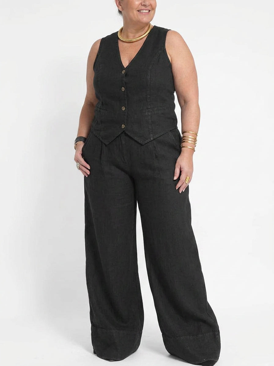 Seraphina – Co-ord Set Elegant Two-Piece With Waistcoat &amp; Trousers Wide-Leg