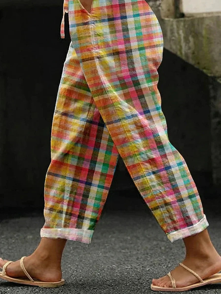 Amina | Comfortable Checkered Trousers