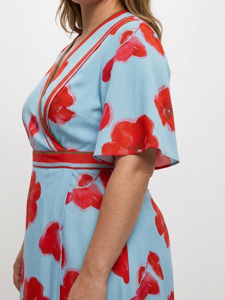 Aurelia | V Neck Short Sleeve Floral Maxi Dress