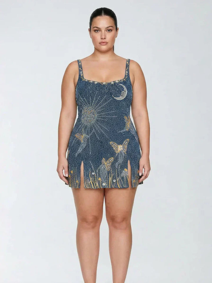 Eira – Midnight Blue Beaded Mini Dress