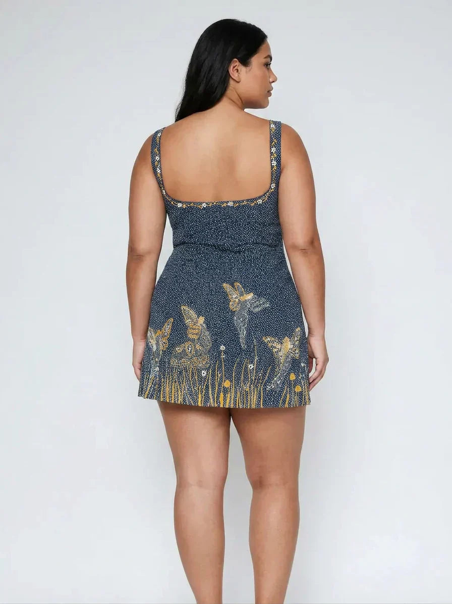 Eira – Midnight Blue Beaded Mini Dress