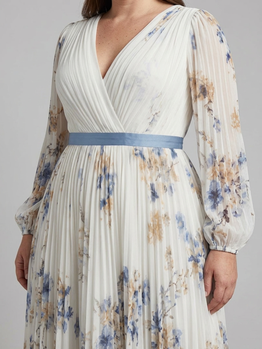 Nadia | Long Sleeve V Neck Floral Maxi Dress