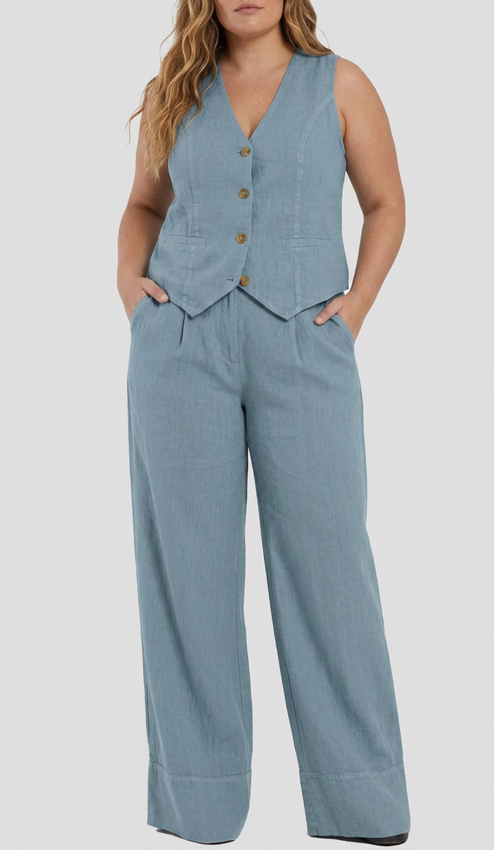 Seraphina – Co-ord Set Elegant Two-Piece With Waistcoat &amp; Trousers Wide-Leg