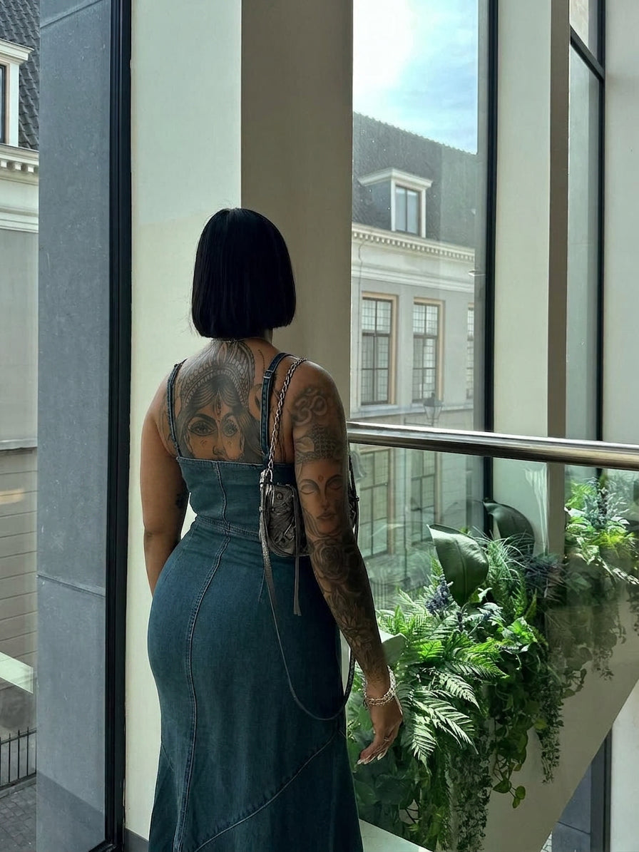 Rhian Single-breasted Suspender Dress