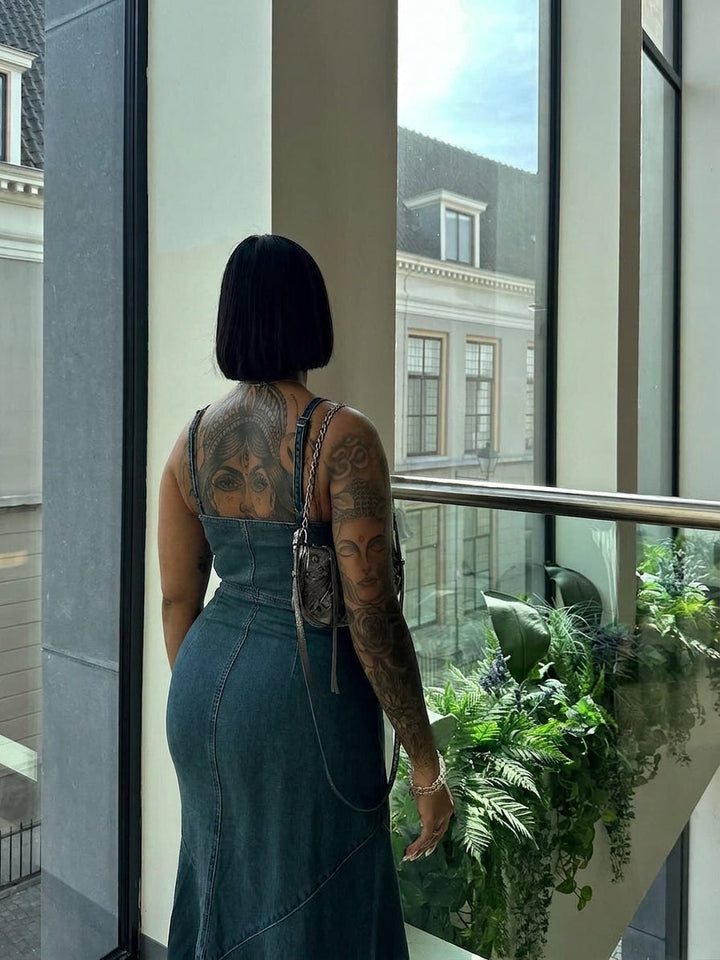 Rhian Single-breasted Suspender Dress