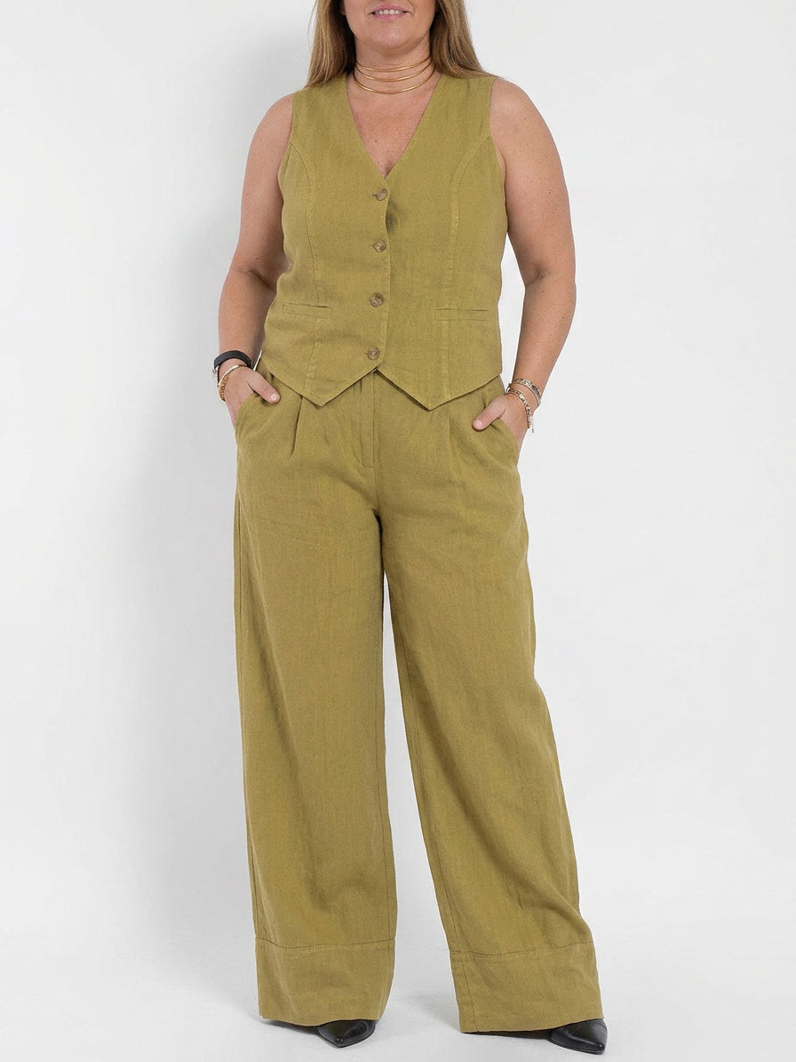Seraphina – Co-ord Set Elegant Two-Piece With Waistcoat &amp; Trousers Wide-Leg