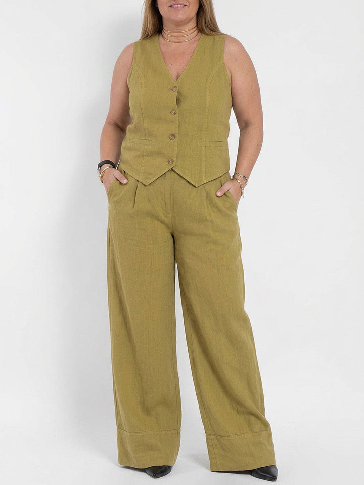 Seraphina – Co-ord Set Elegant Two-Piece With Waistcoat &amp; Trousers Wide-Leg