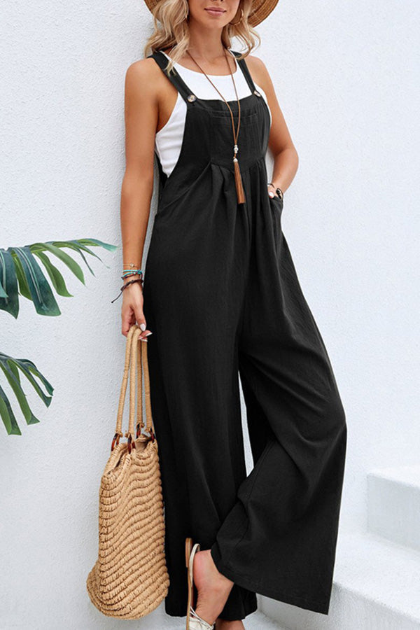 Ilse - Solid color casual suspenders overalls