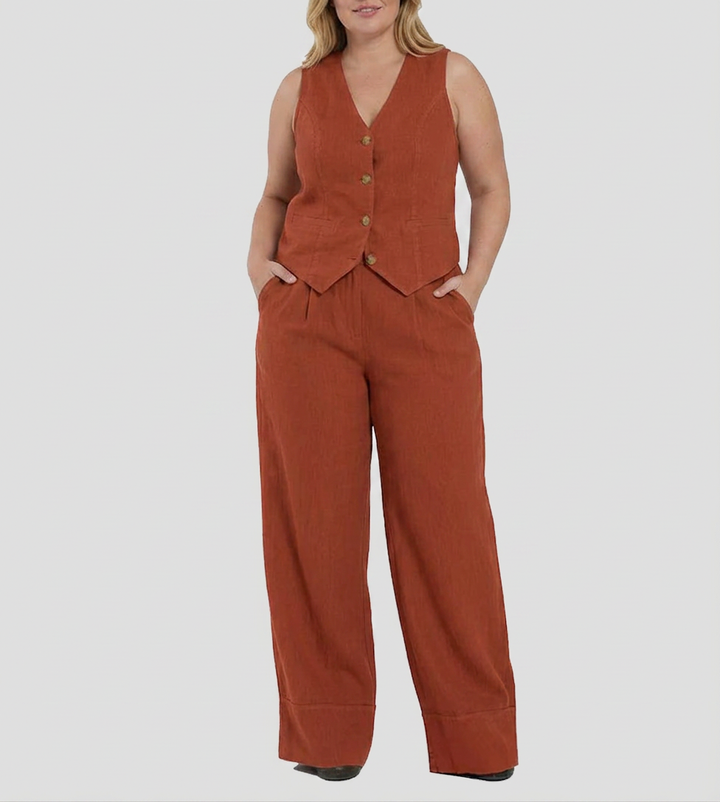 Seraphina – Co-ord Set Elegant Two-Piece With Waistcoat &amp; Trousers Wide-Leg