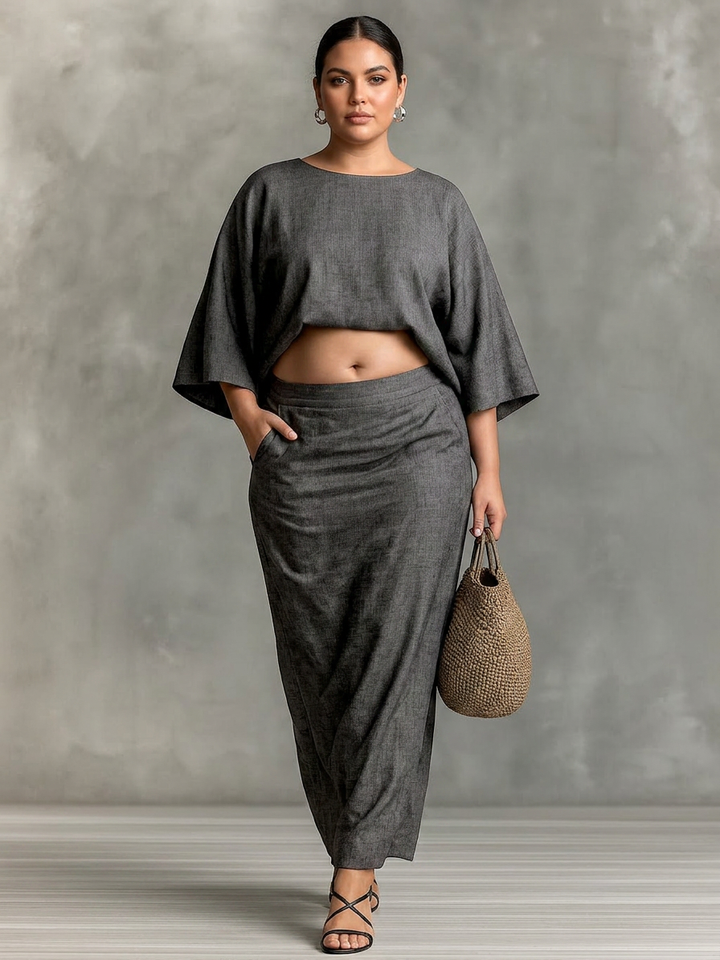 Dovie - Linen Co-ord Set Elegant With Long Skirt