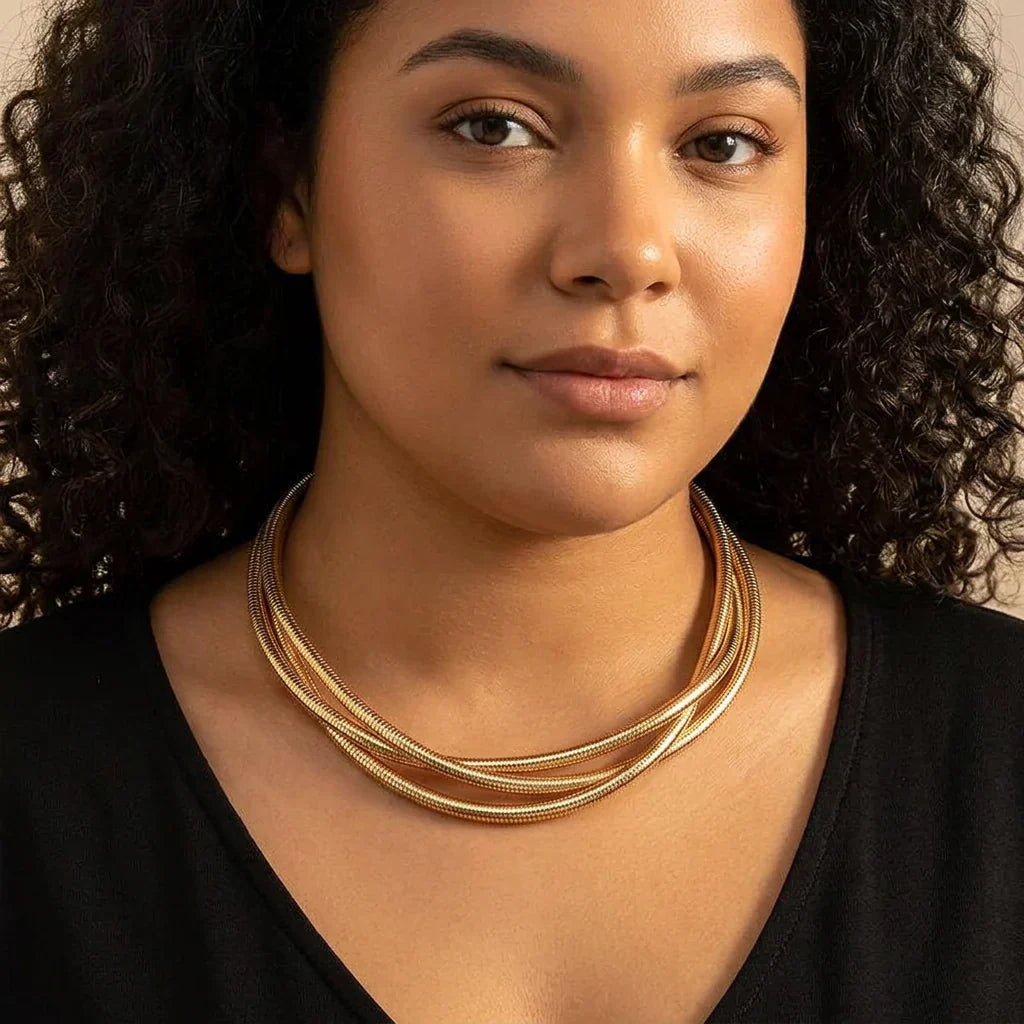 Three Layer Gold Necklace | Gold