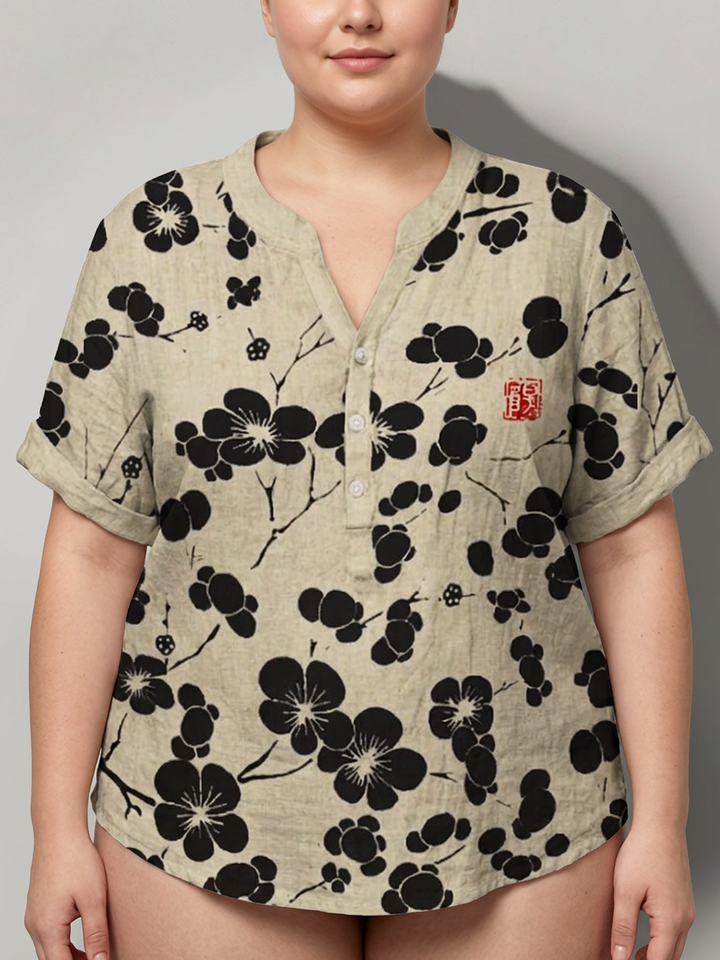 Dovie | Japanese blouse with cherry blossom
