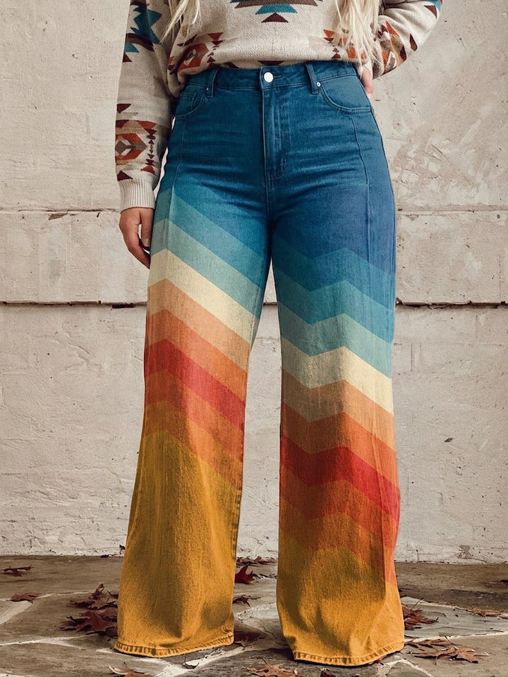 Solene - Elegant Retro Zigzag Trousers
