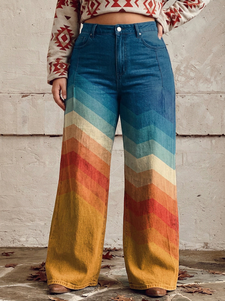 Solene - Elegant Retro Zigzag Trousers