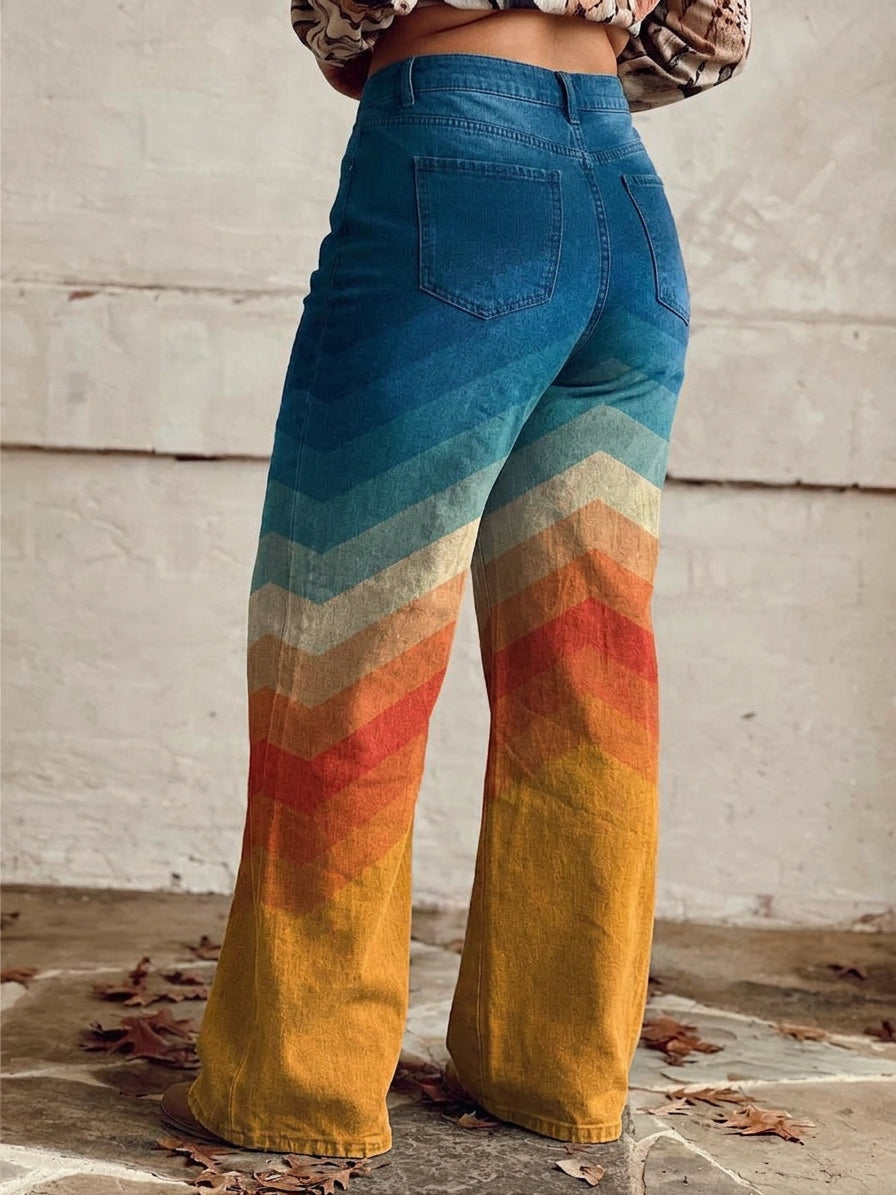 Solene - Elegant Retro Zigzag Trousers