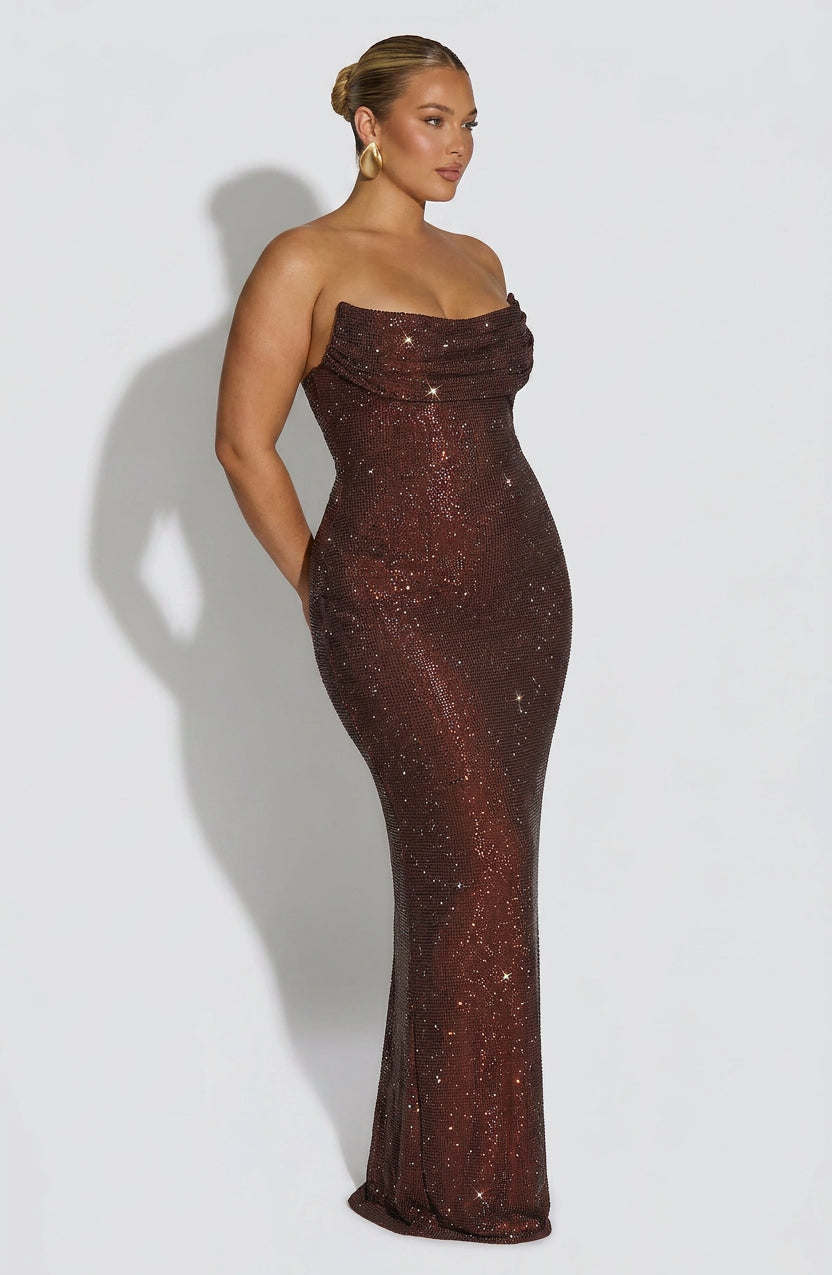 Irina Maxi Dress - Plum Brown