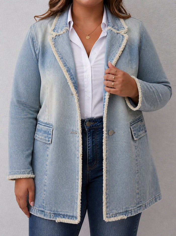 Women's Oversized Blazer with Frayed Edge Detail