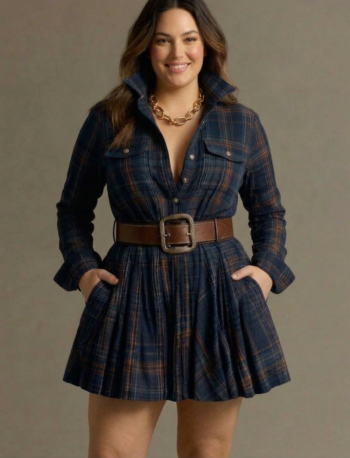 Vintage Red and Brown Checked Mini Dress