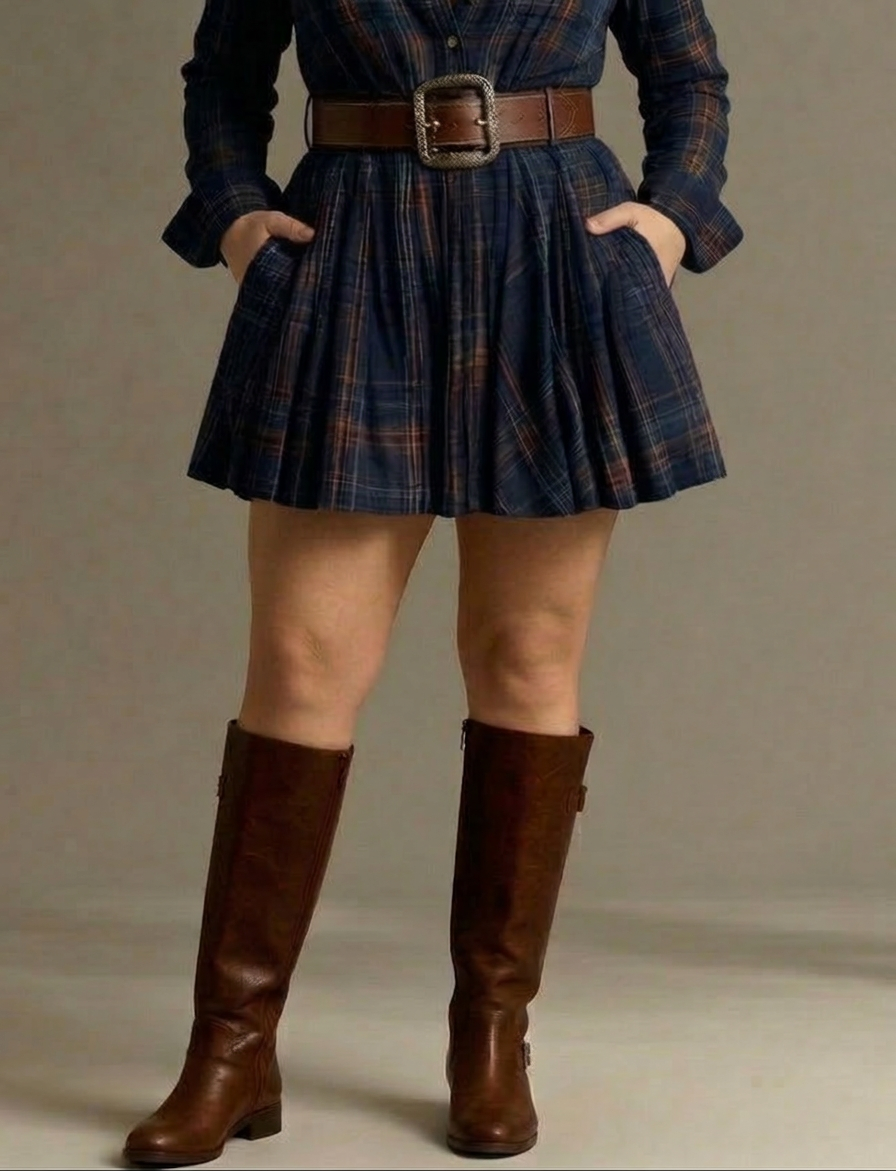Vintage Red and Brown Checked Mini Dress