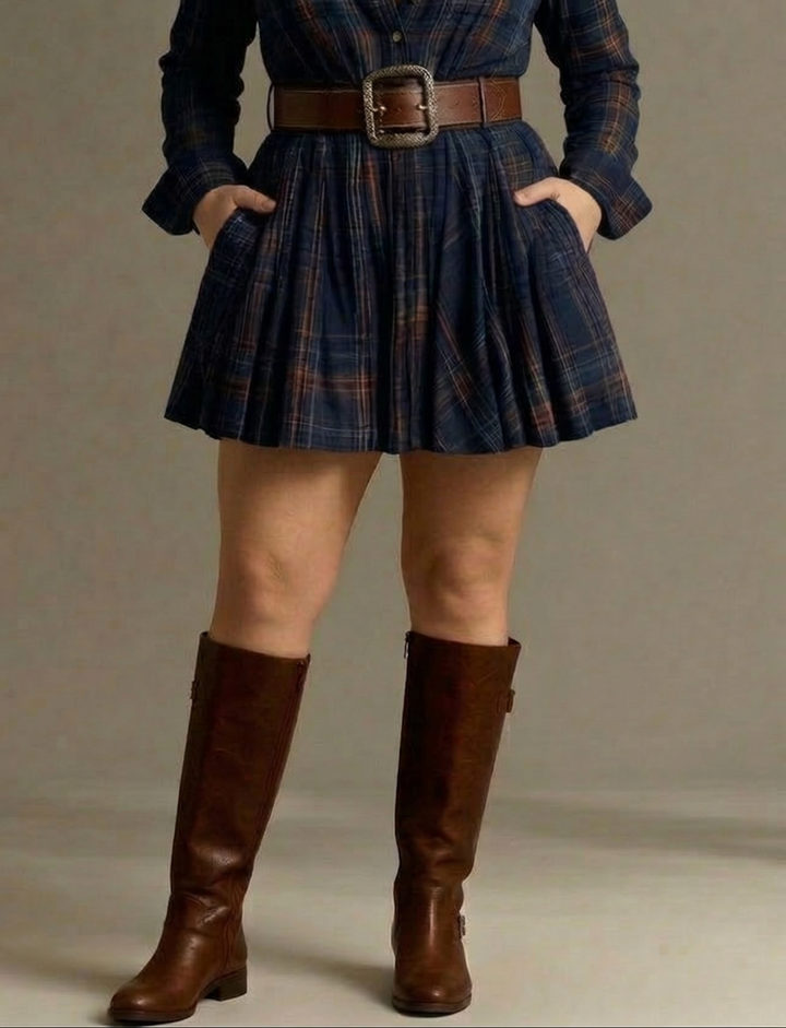 Vintage Red and Brown Checked Mini Dress
