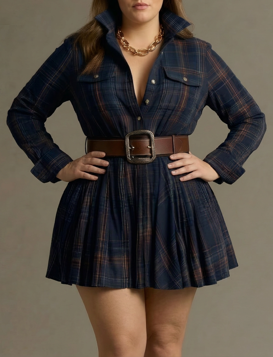 Vintage Red and Brown Checked Mini Dress