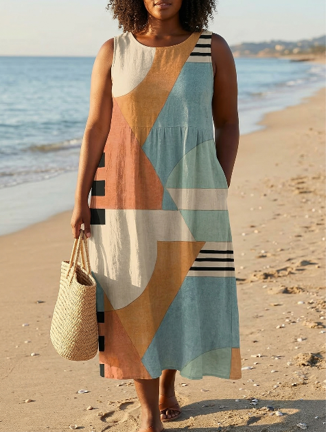 Linnea Geometric Midi Dress