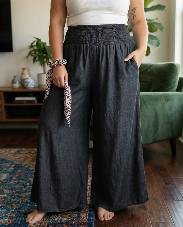 Demi | Flowy Smocked Waist Trousers