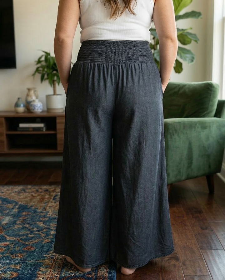Demi | Flowy Smocked Waist Trousers