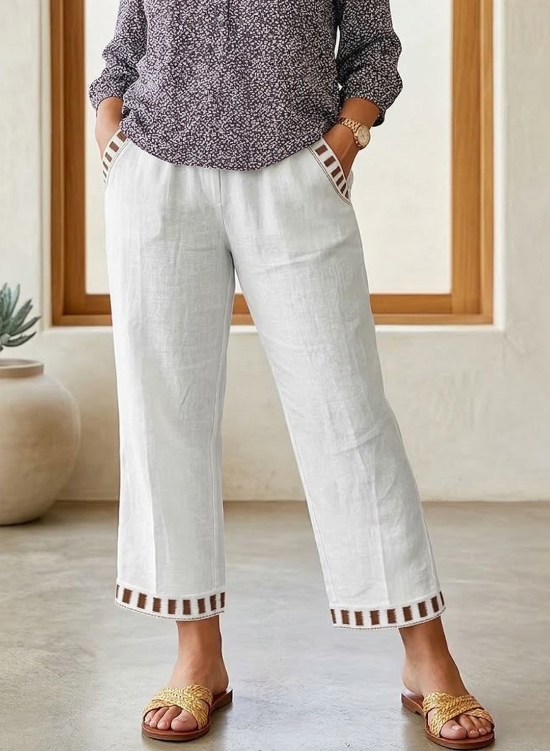 Rosanna – Relaxed Contrast Trim Cropped Trousers