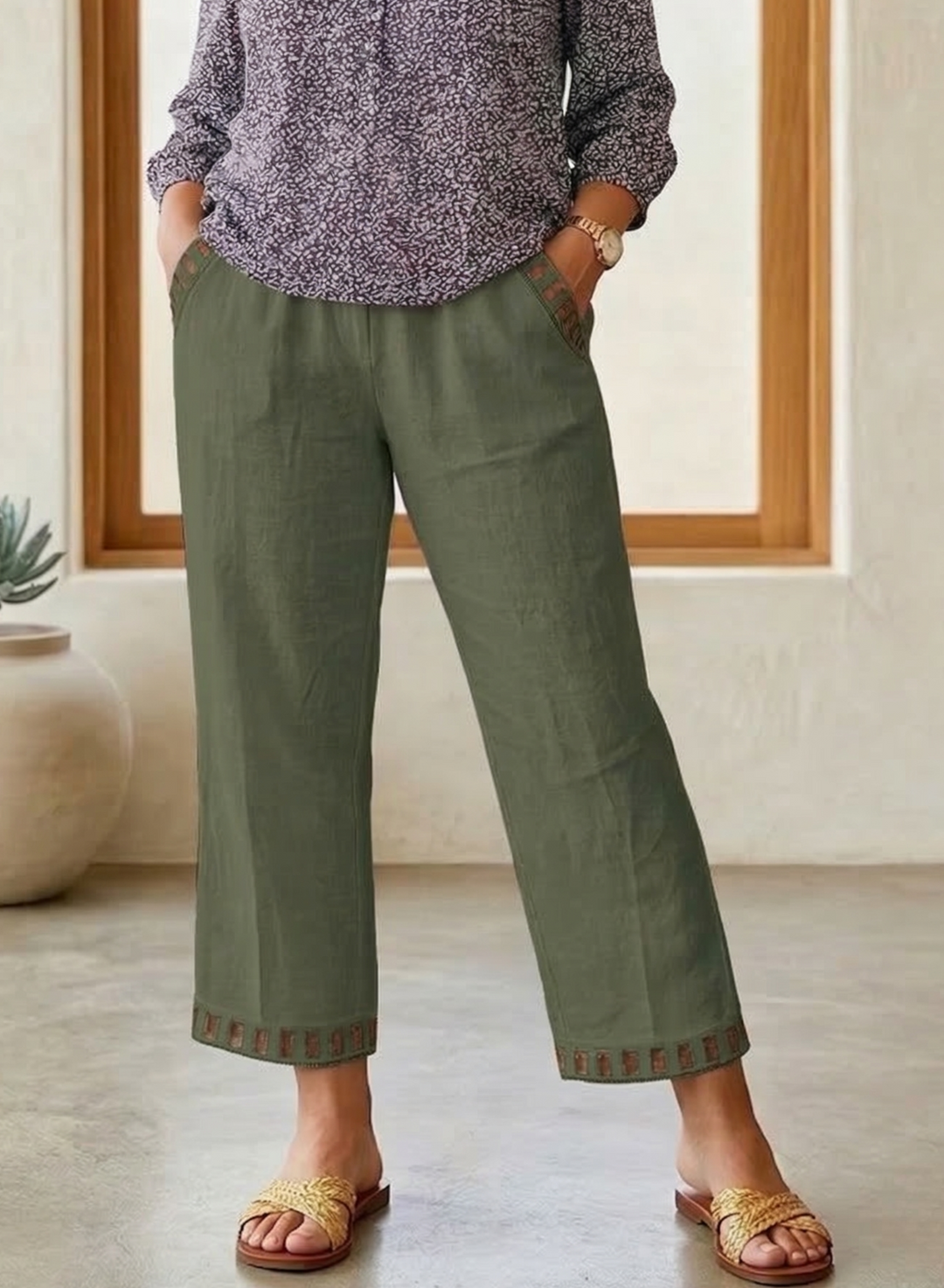 Rosanna – Relaxed Contrast Trim Cropped Trousers