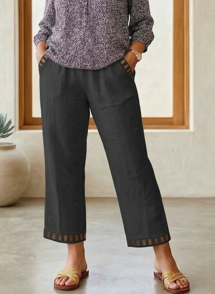 Rosanna – Relaxed Contrast Trim Cropped Trousers