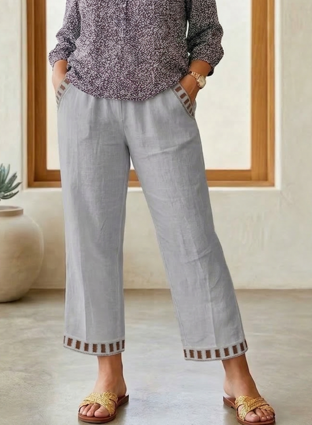 Rosanna – Relaxed Contrast Trim Cropped Trousers