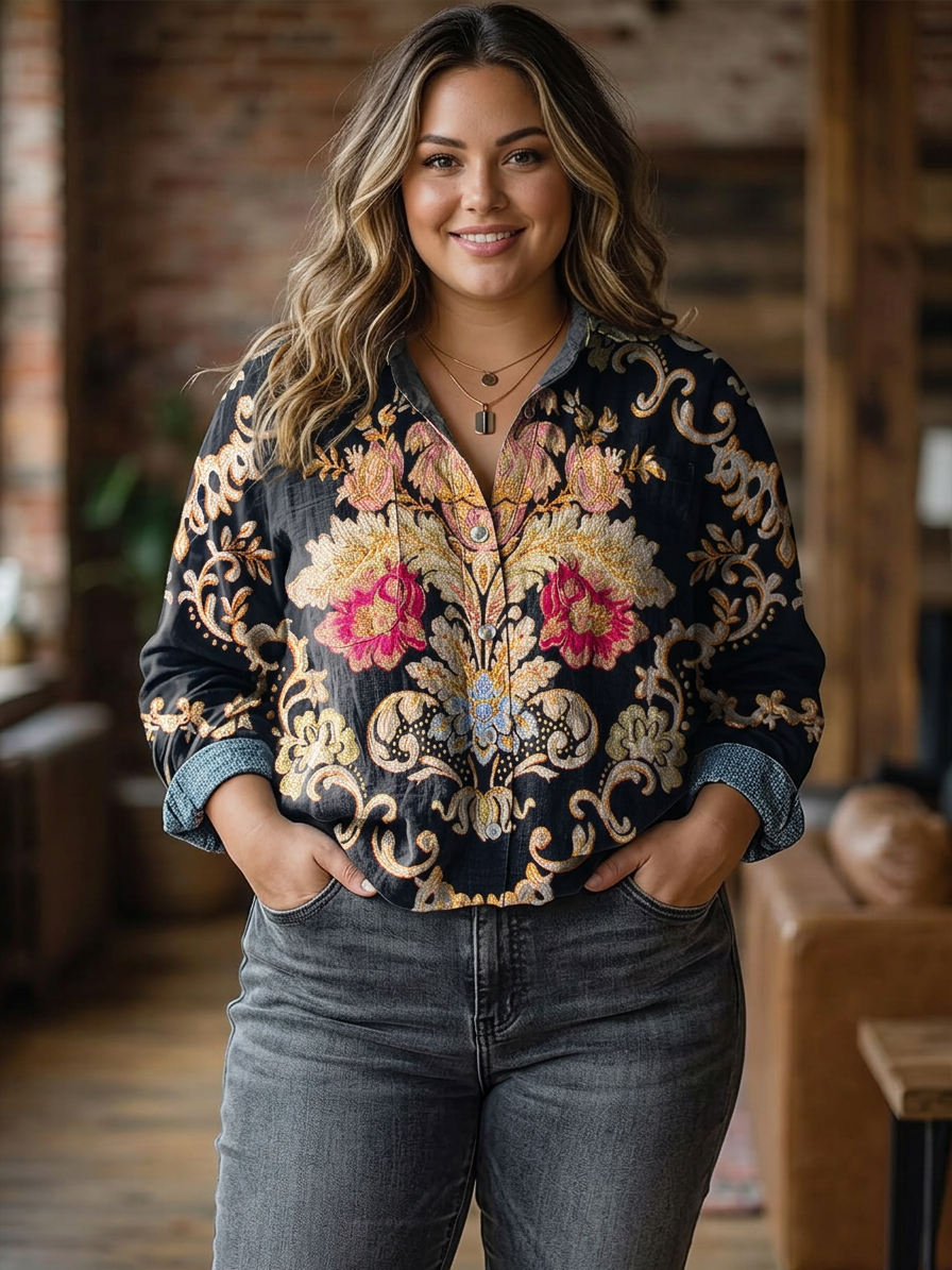 Clover | Vintage Lovely Floral Art Print Casual Long Sleeve