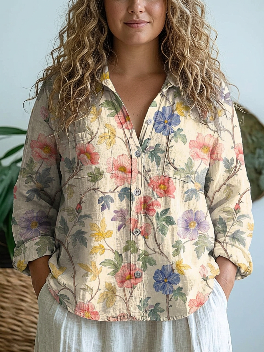 Jessamine |  Lovely Floral Art Print Casual Long Sleeve
